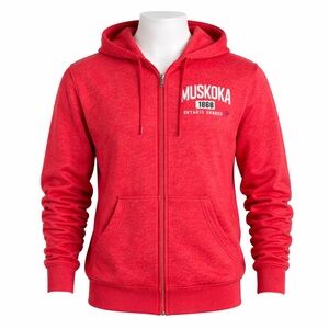 Size M Big Bear Men’s Red Heathered Muskoka 1868 Zip Up Hoodie Canada